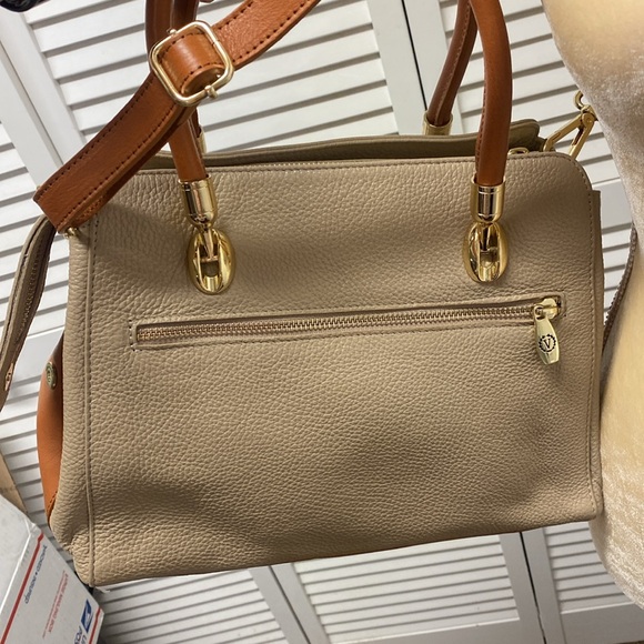 Valentina Tradizone Italiana Beige Pebbled Leather Crossbody Shoulder Bag - Picture 4 of 6